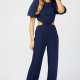 Little Mistress Navy Cut Out Jumpsuit