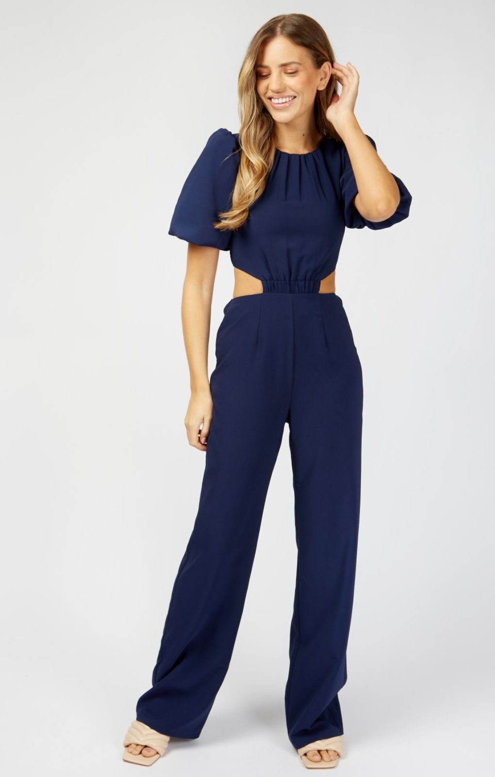 Little Mistress Navy Cut Out Jumpsuit