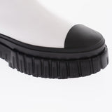 Love Moschino Two Tone Leather Chelsea Boots With Track Sole
