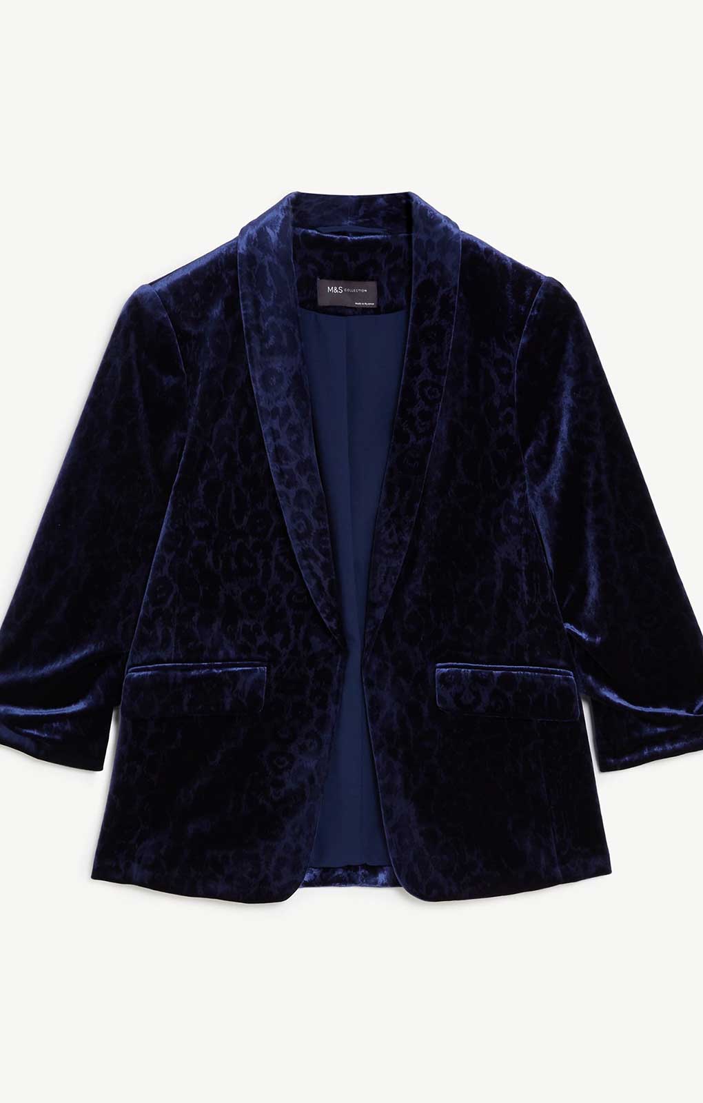 M&S Navy Animal Velvet Trouser Suit Co-Ord
