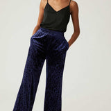 M&S Navy Animal Velvet Trouser Suit Co-Ord
