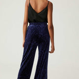 M&S Navy Animal Velvet Trouser Suit Co-Ord