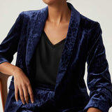 M&S Navy Animal Velvet Trouser Suit Co-Ord