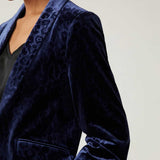 M&S Navy Animal Velvet Trouser Suit Co-Ord