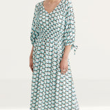 M&S Autograph Geometric V-Neck Midaxi Waisted Dress