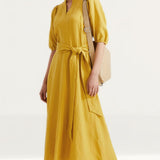 M&S Autograph Irish Linen Blend Belted Dress