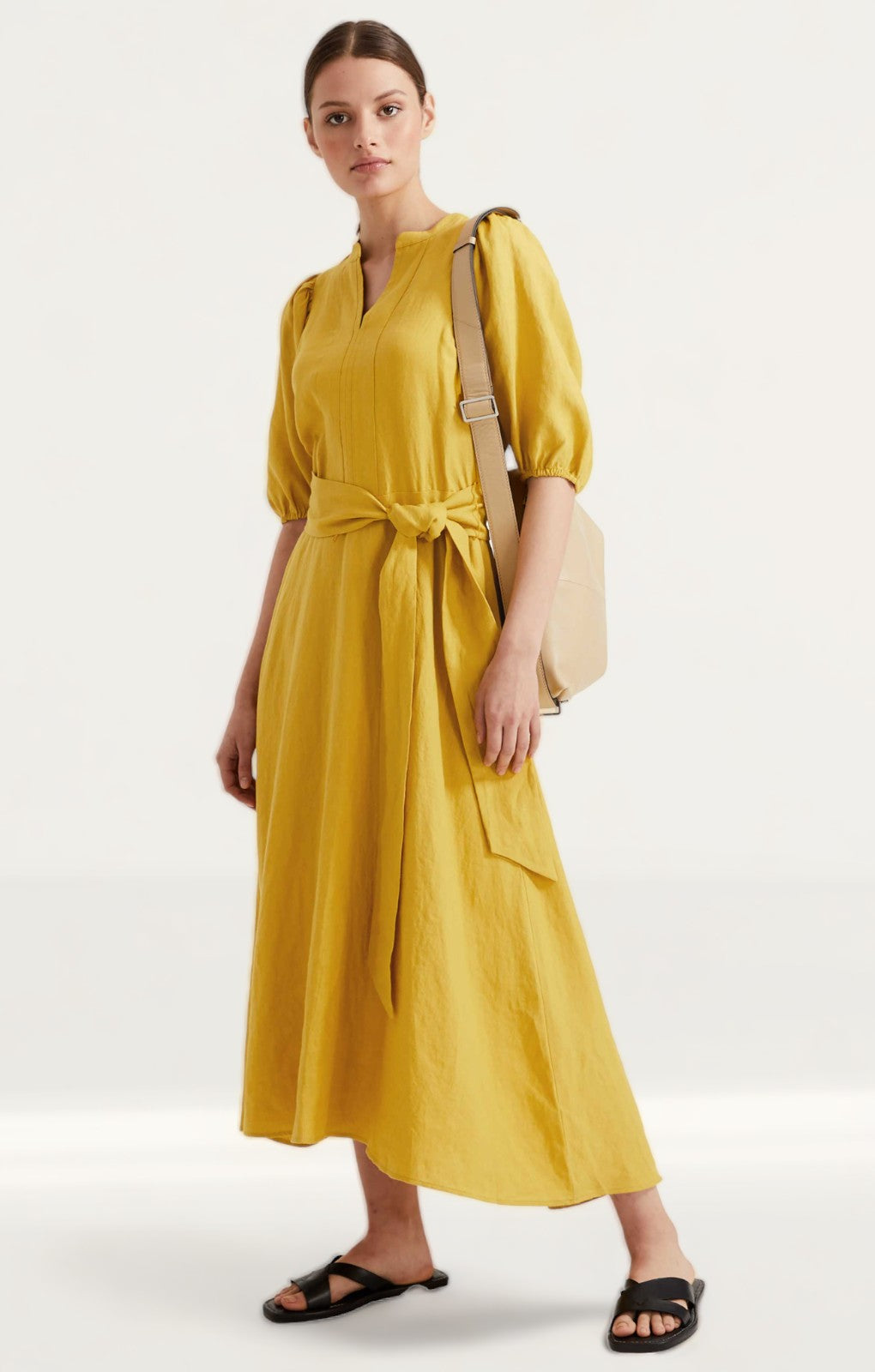 M&S Autograph Irish Linen Blend Belted Dress