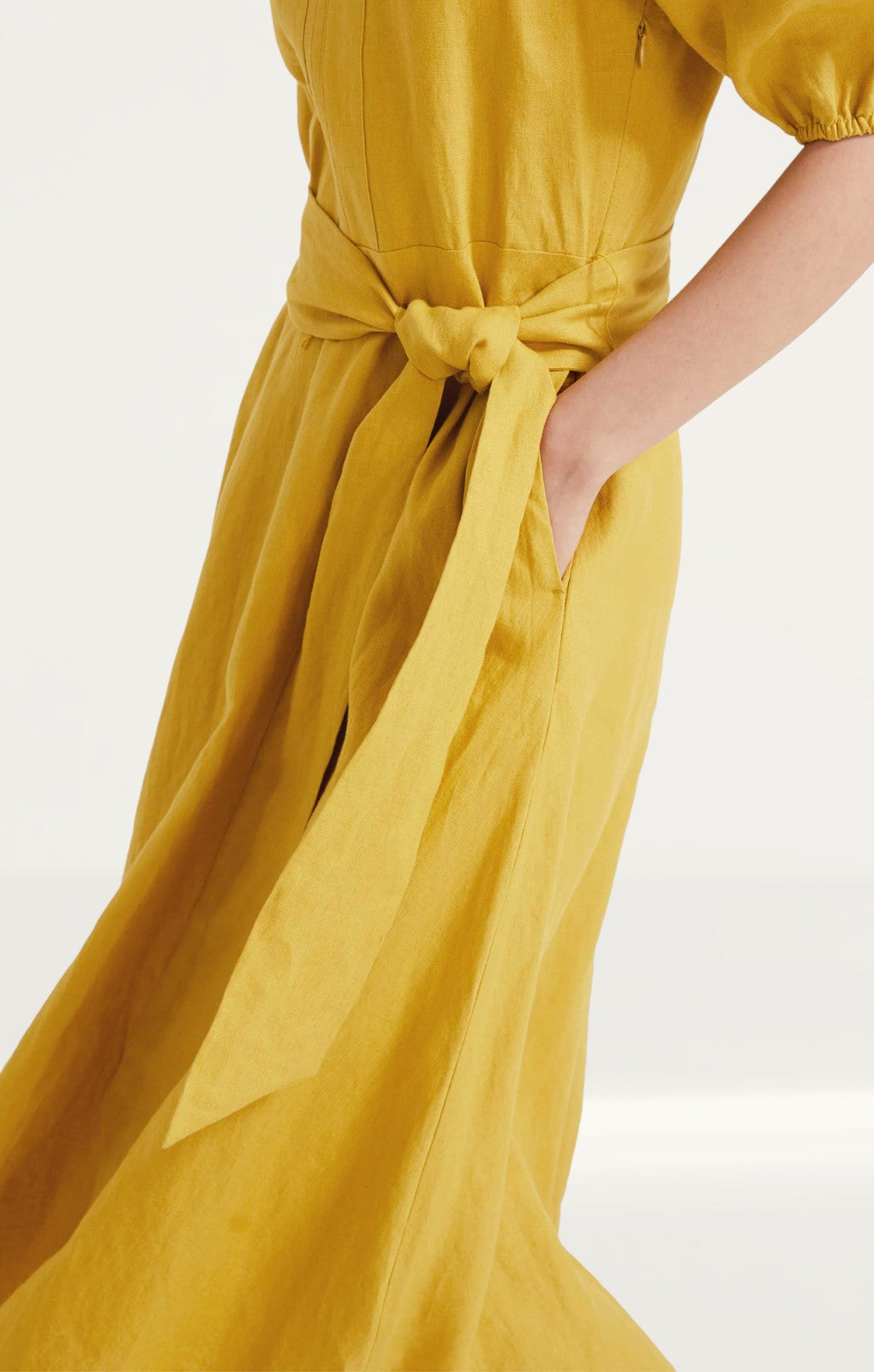 M&S Autograph Irish Linen Blend Belted Dress
