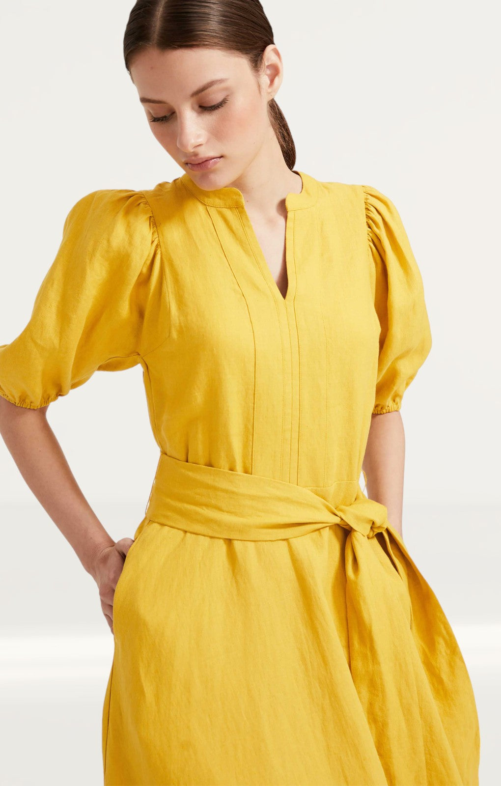 M&S Autograph Irish Linen Blend Belted Dress