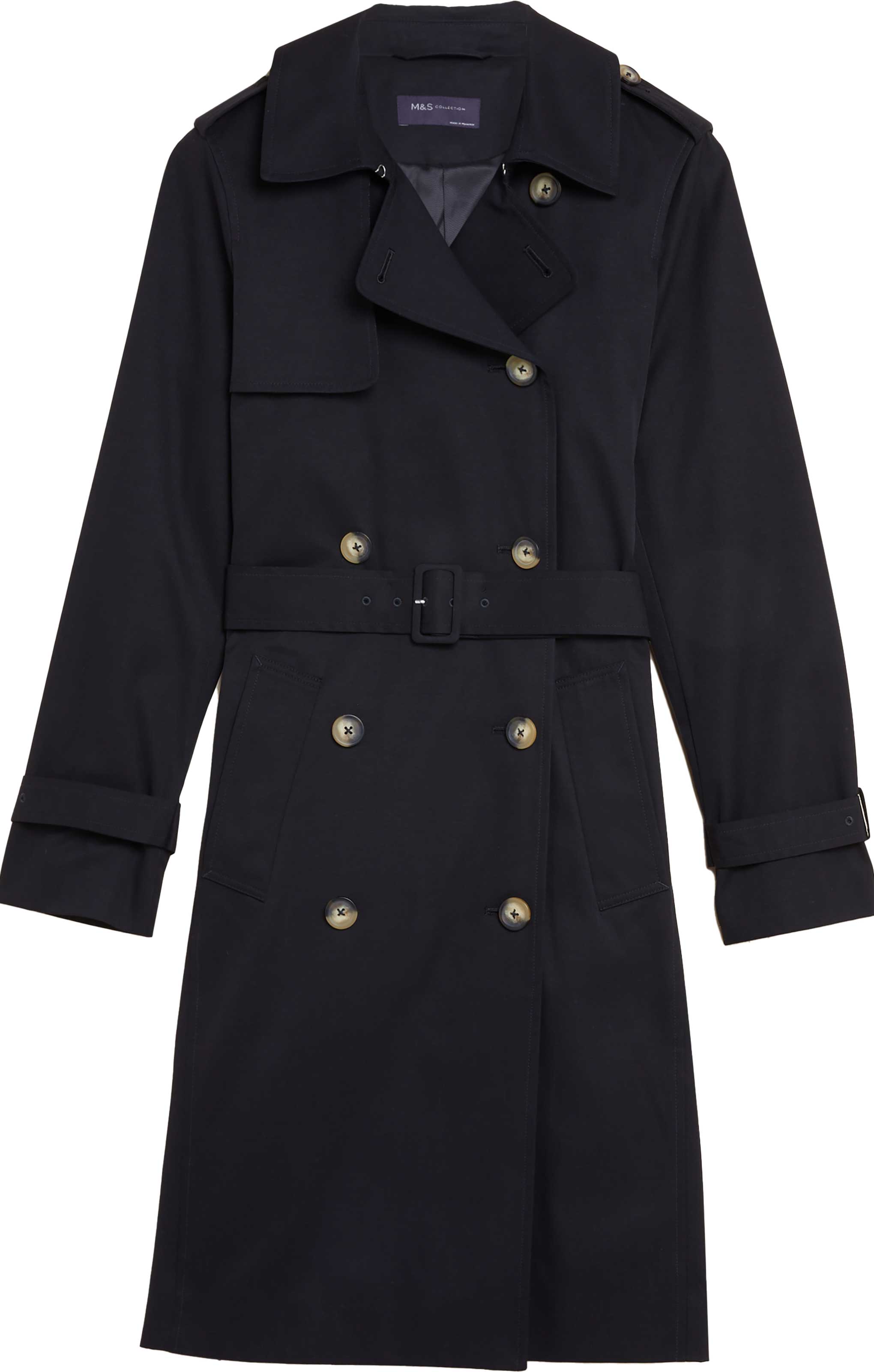 M&S Black Essential Trench