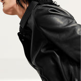M&S Black Leather Belted Midi Shirt Dress