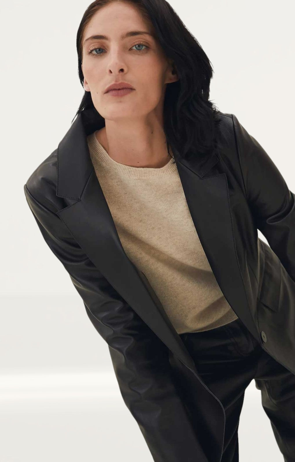 M&S Leather Single Breasted Blazer product image