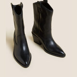 M&S Leather Western Block Heel Ankle Boots product image