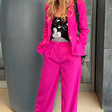 M&S Pink Washed Satin Relaxed Jacket & Trouser