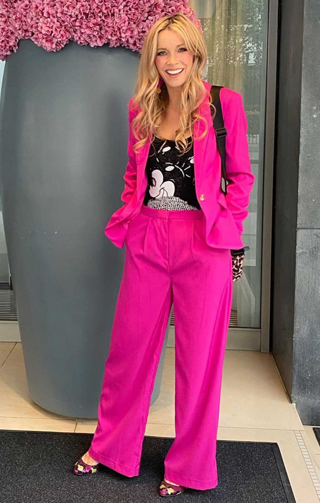 M&S Pink Washed Satin Relaxed Jacket & Trouser