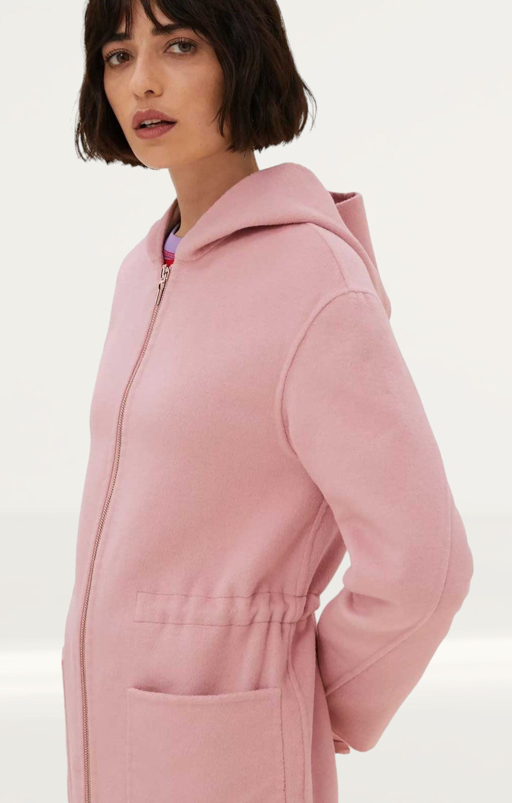 M&S Pink Wool Blend Drawstring Parka