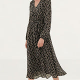 M&S Printed V-Neck Tie Front Midi Waisted Dress