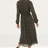 M&S Printed V-Neck Tie Front Midi Waisted Dress
