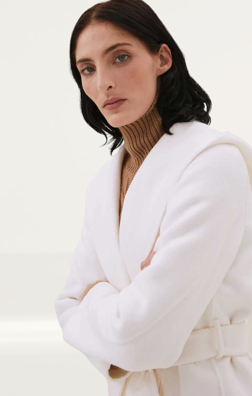 M&S Wool Hooded Belted Short Wrap Coat