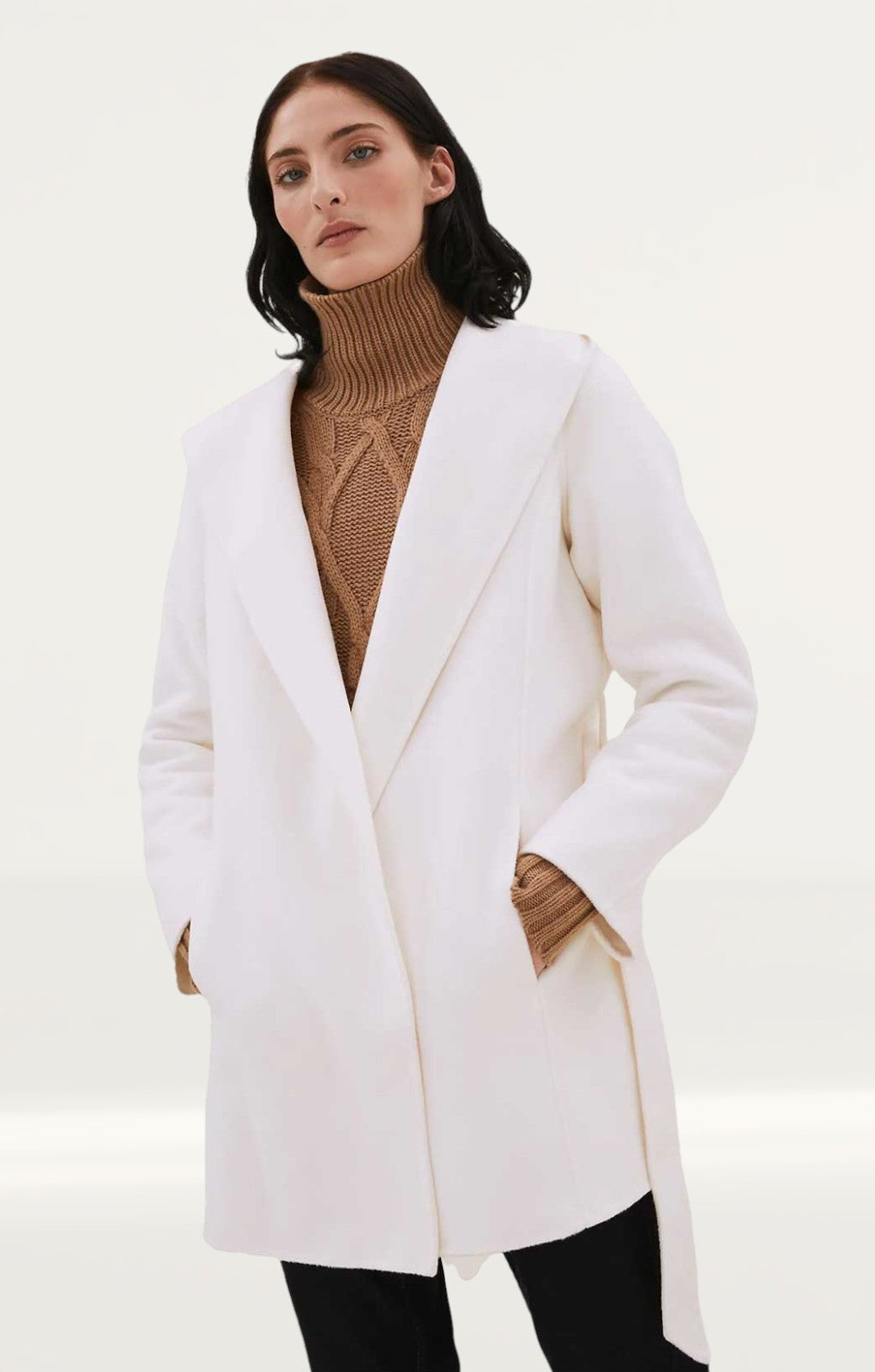 M&S Wool Hooded Belted Short Wrap Coat
