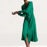 M&S X Ghost Green Long Sleeve Midi Dress