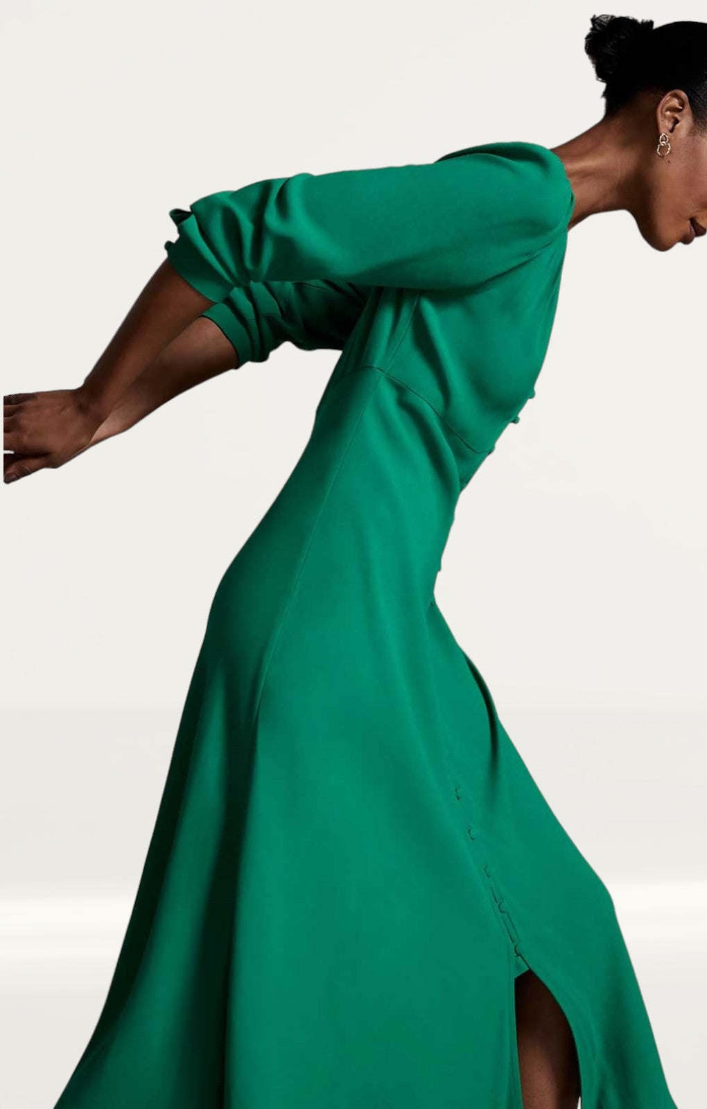 M&S X Ghost Green Long Sleeve Midi Dress