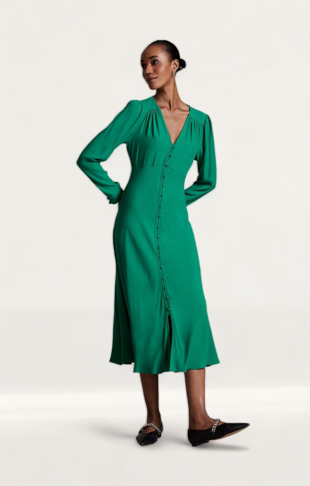 M&S X Ghost Green Long Sleeve Midi Dress