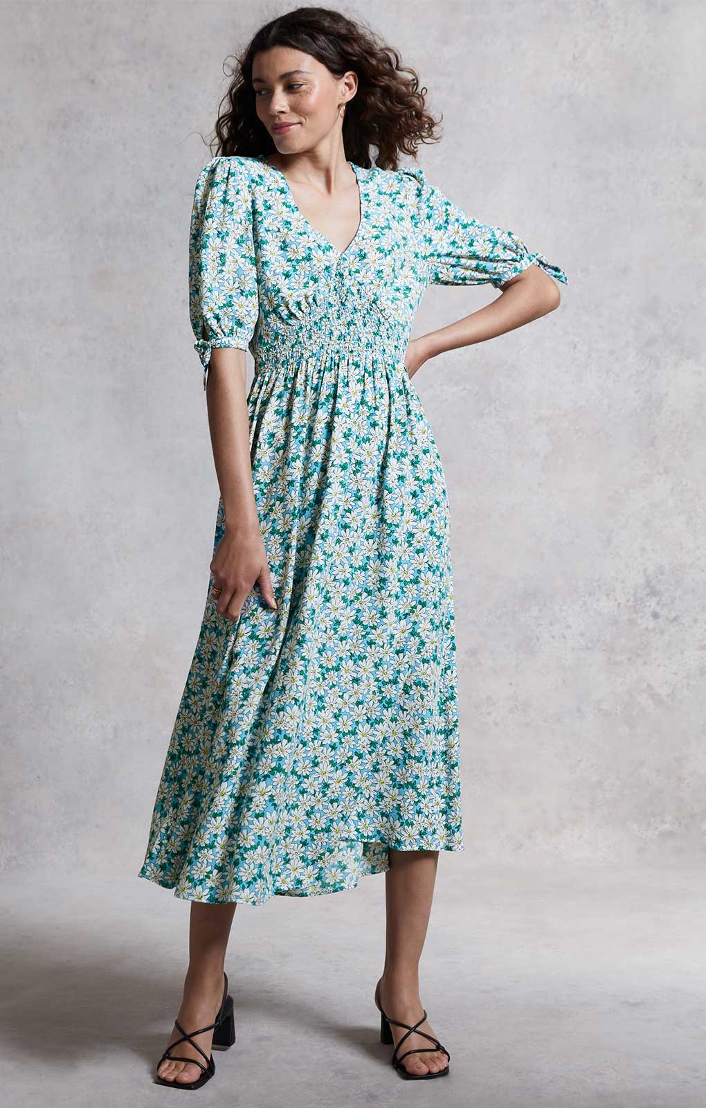 M&S X Ghost Daisy Shirred Waist Midi Dress