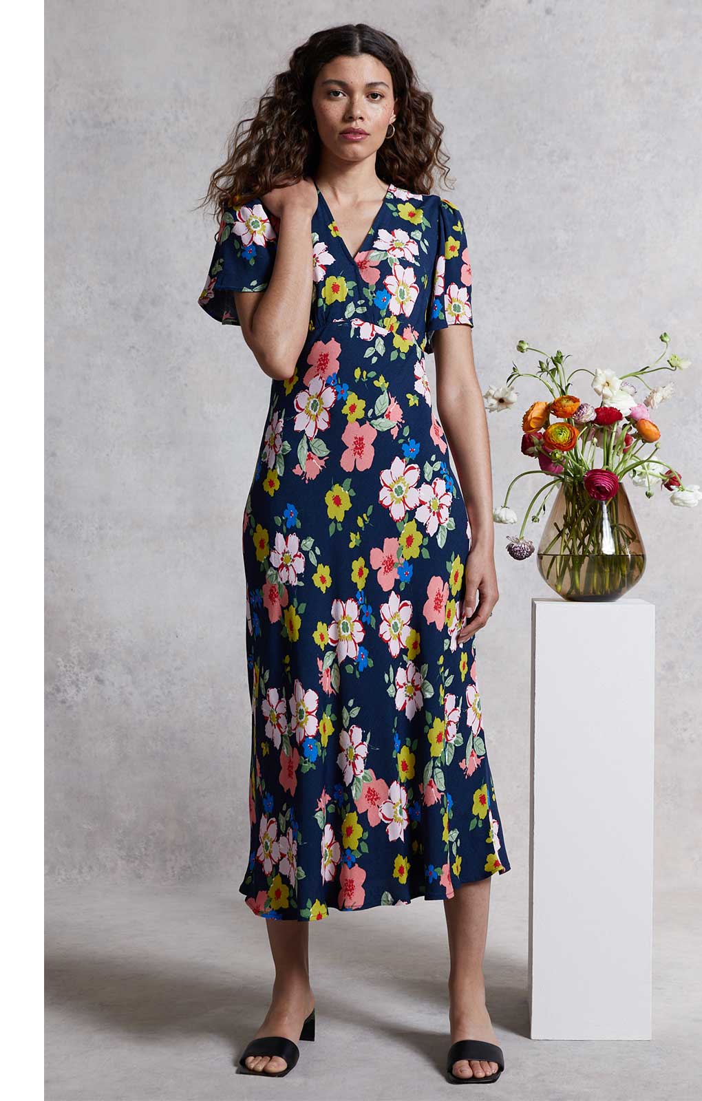 M&S X Ghost Floral Angel Sleeve Midi Dress product image