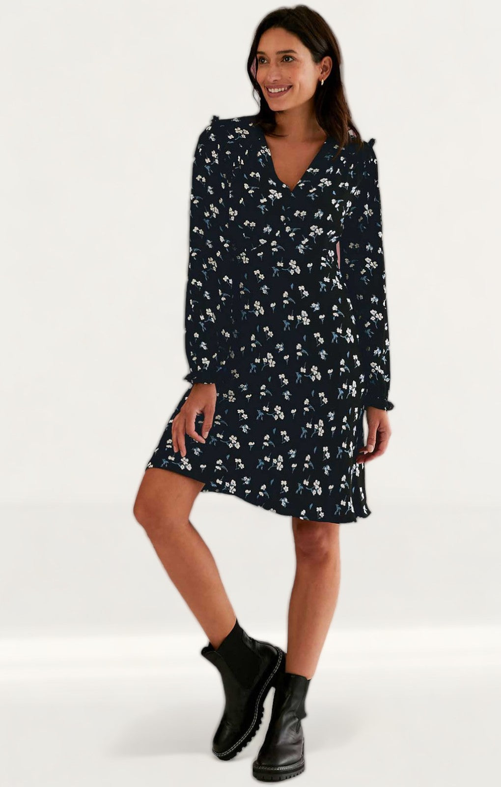 M&S X Ghost Floral Frill Detail Knee Length Tea Dress