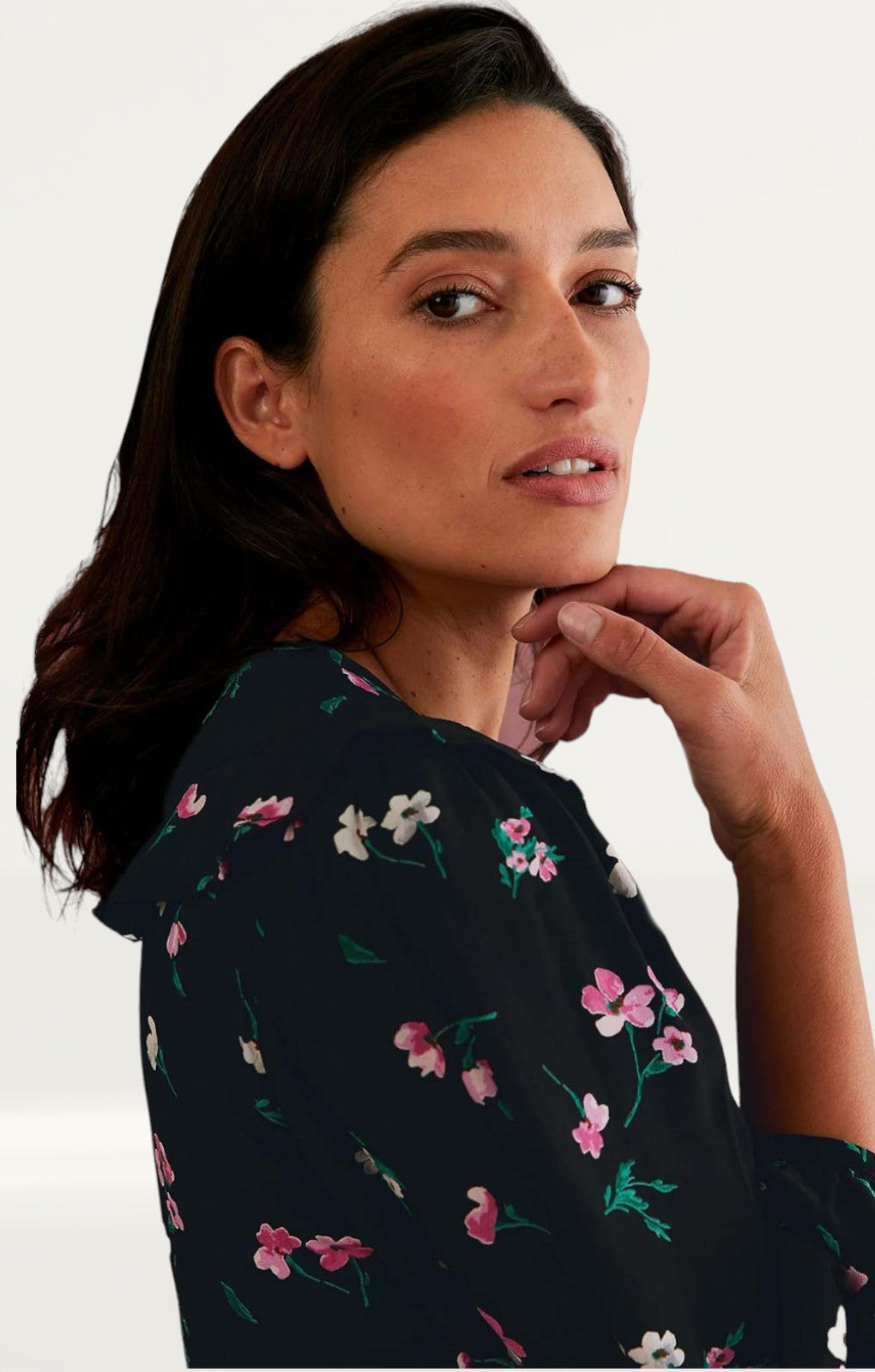 M&S X Ghost Floral Frill Detail Midi Tea Dress