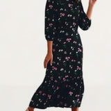 M&S X Ghost Floral Frill Detail Midi Tea Dress