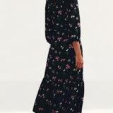 M&S X Ghost Floral Frill Detail Midi Tea Dress