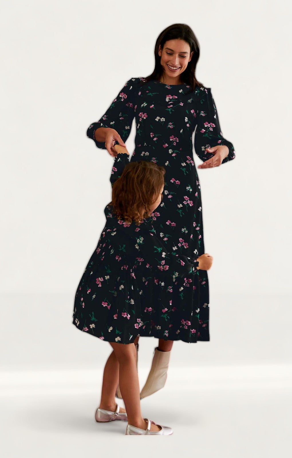 M&S X Ghost Floral Frill Detail Midi Tea Dress