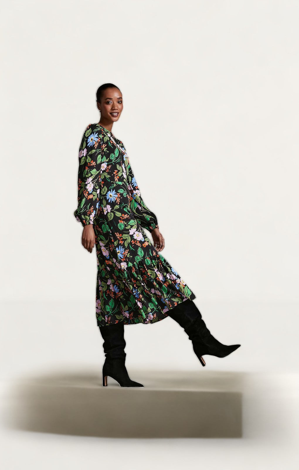 M&S X Ghost Floral Tiered Midi