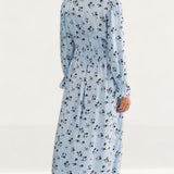 M&S X Ghost Satin Floral Shirred Midi Waisted Dress product image