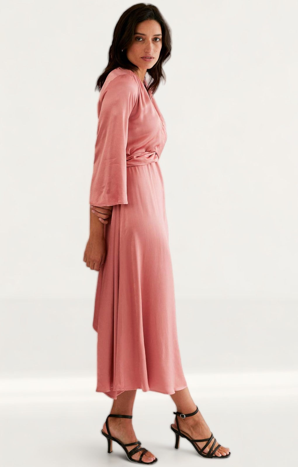 M&S X Ghost Satin V-Neck Midi Wrap Dress product image