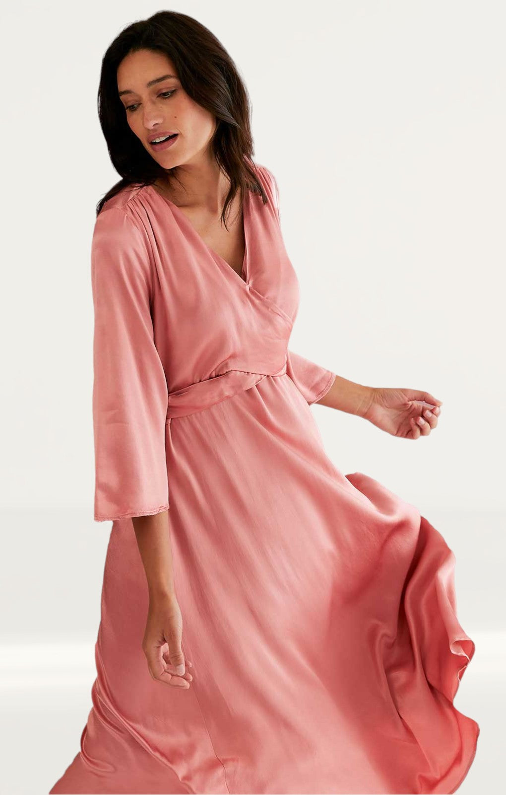 M&S X Ghost Satin V-Neck Midi Dress