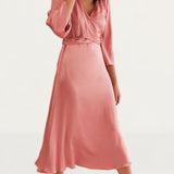 M&S X Ghost Satin V-Neck Midi Wrap Dress product image