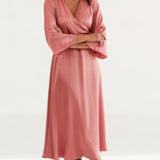 M&S X Ghost Satin V-Neck Midi Wrap Dress product image