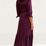 M&S X Ghost Satin V-Neck Tie Sleeve Midi Wrap Dress