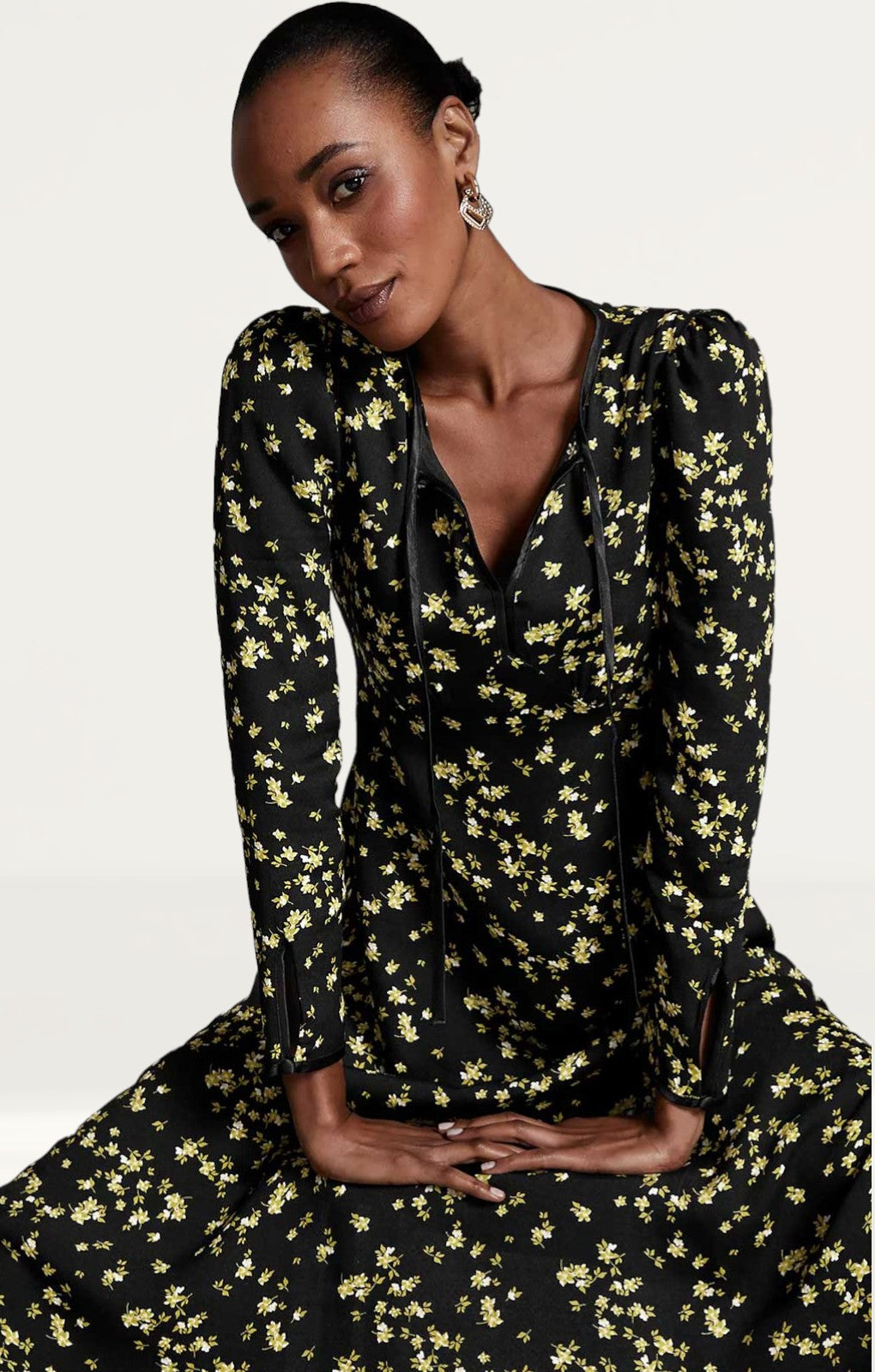 M&S X Ghost Tie Neck Midi