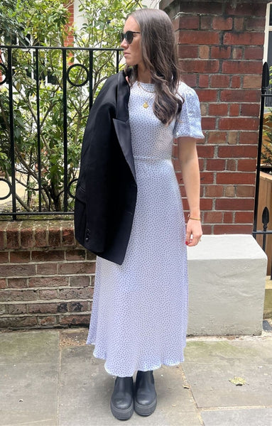Rent M S Spot Satin Midaxi Tea Dress Hirestreet