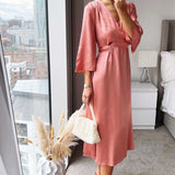 M&S X Ghost Satin V-Neck Midi Dress
