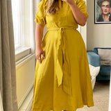 M&S Autograph Irish Linen Blend Belted Dress
