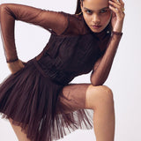 Mannat Gupta Ruffled 3-Piece Gown in Winex