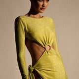 Meshki Green Shimmer Christina Backless Maxi Wrap Dress product image