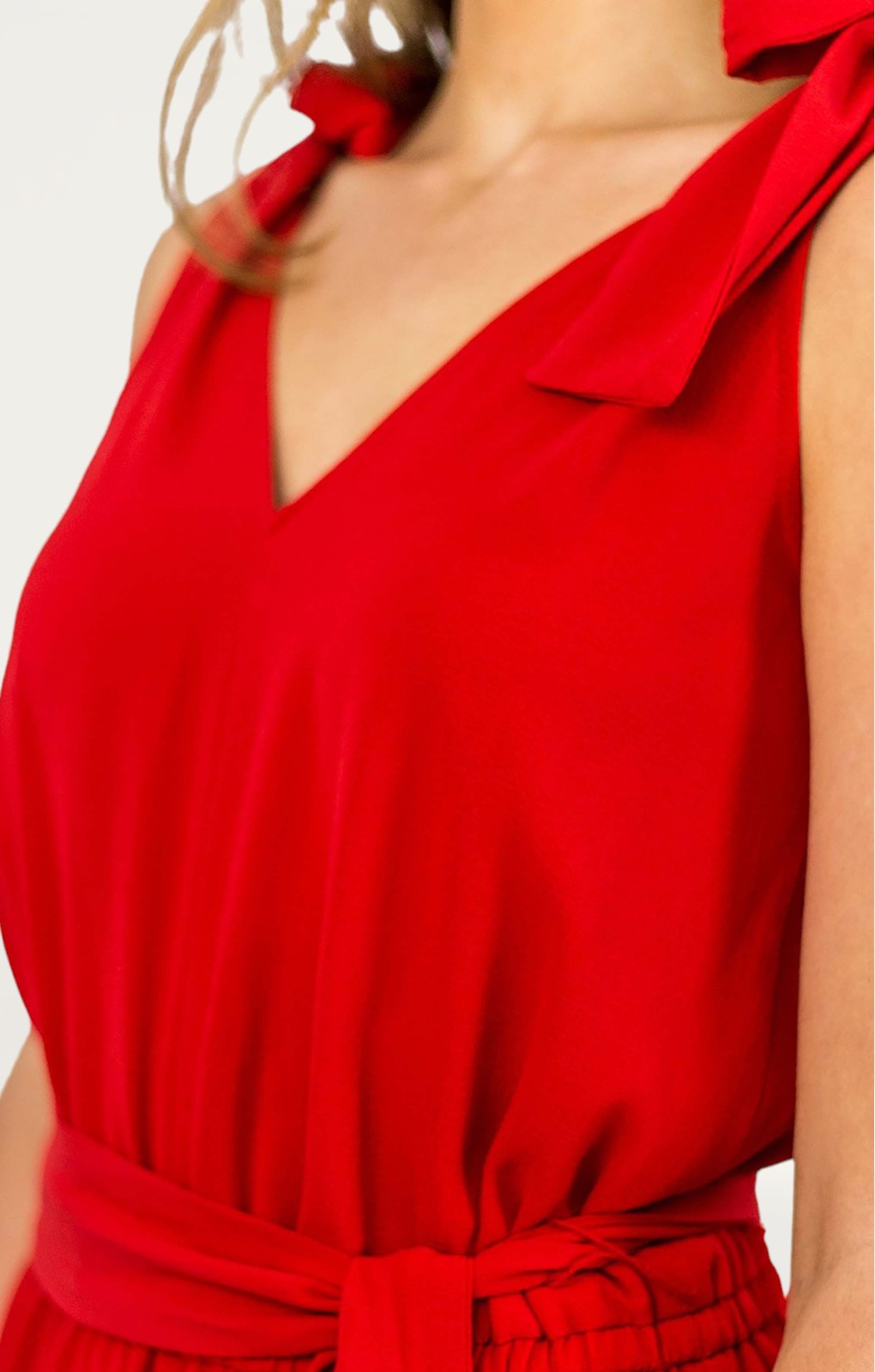 Michael Kors Red Jumpsuit With Bow Detail