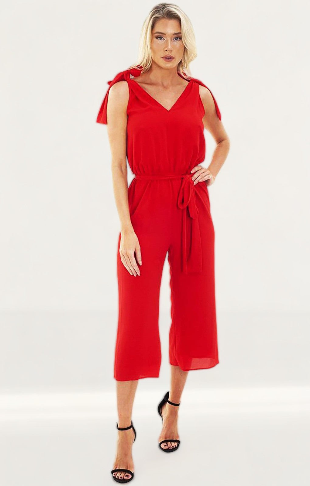 Michael Kors Red Jumpsuit With Bow Detail