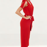 Michael Kors Red Jumpsuit With Bow Detail